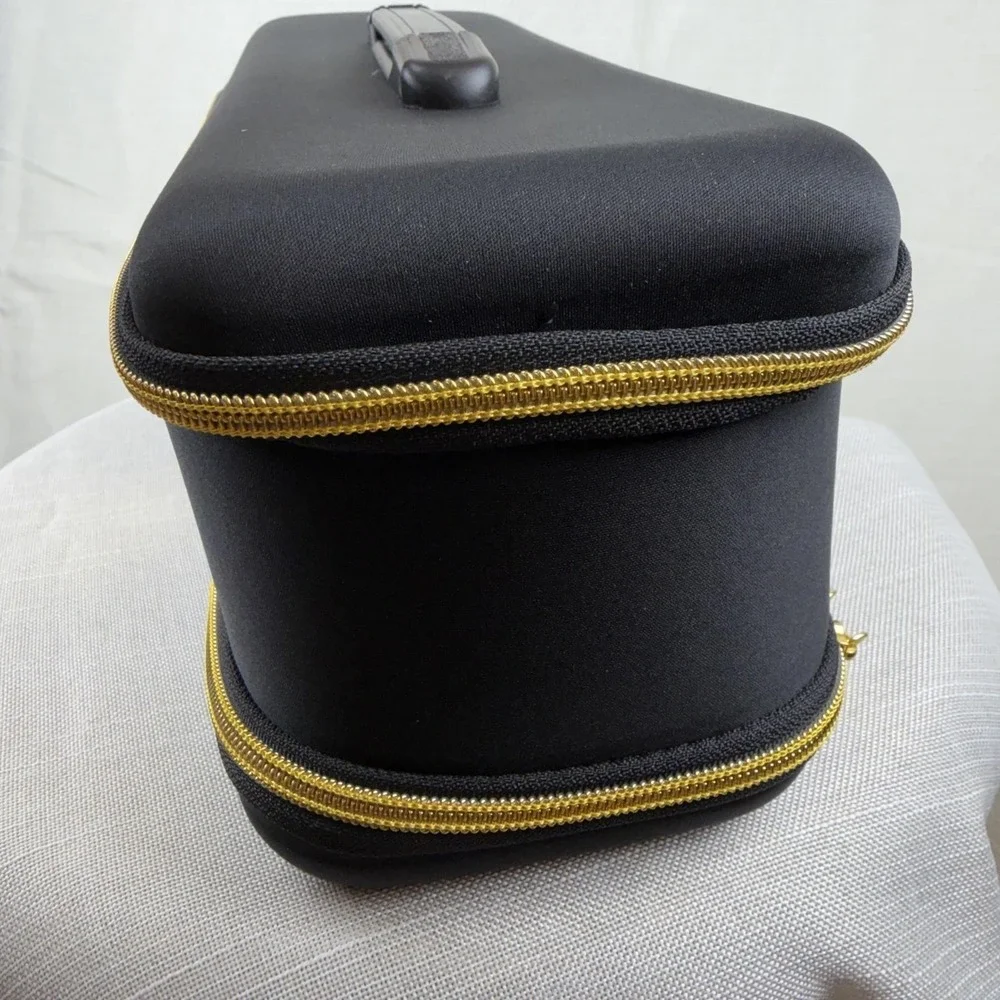LUX Black Hard Shell Travel Case Organizer Bag Hairdryer Hot Tools Storage